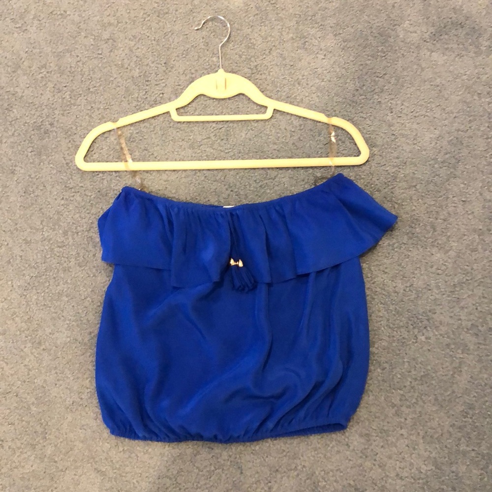 Chloe Rose royal blue silk tube top